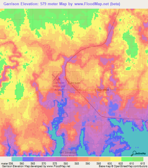 Garrison,US Elevation Map