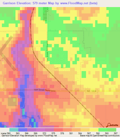 Garrison,US Elevation Map