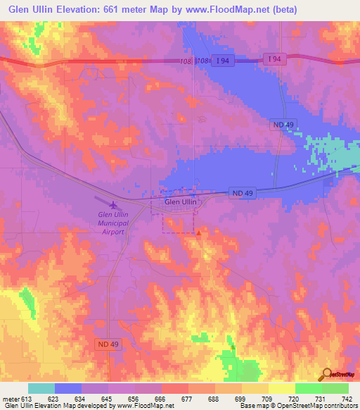 Glen Ullin,US Elevation Map