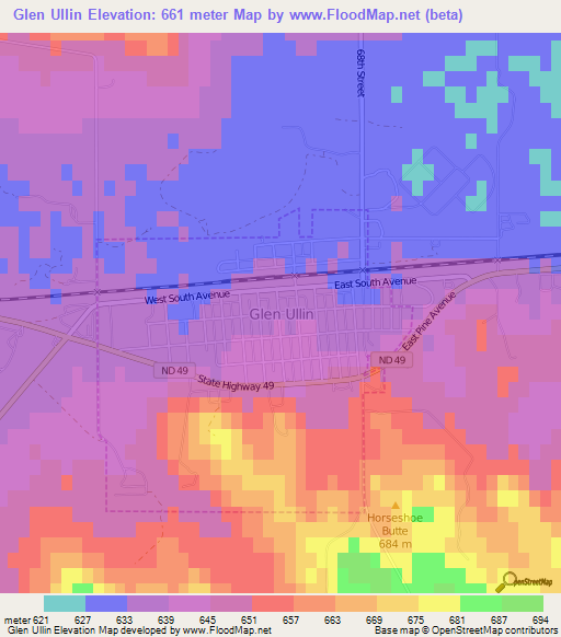 Glen Ullin,US Elevation Map