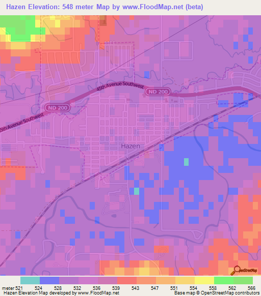 Hazen,US Elevation Map