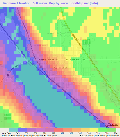 Kenmare,US Elevation Map