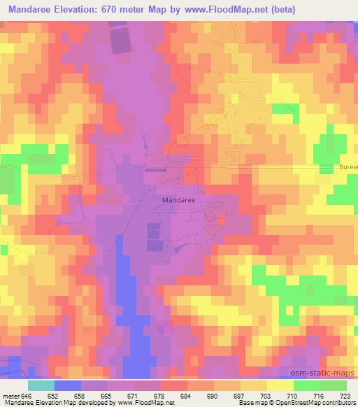 Mandaree,US Elevation Map