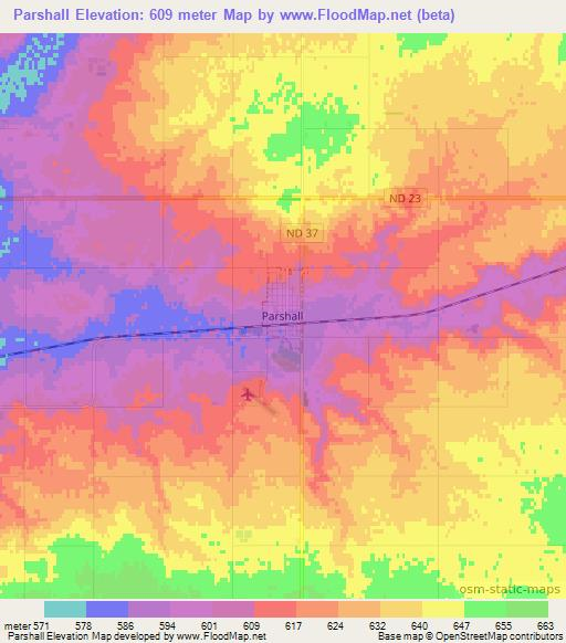 Parshall,US Elevation Map