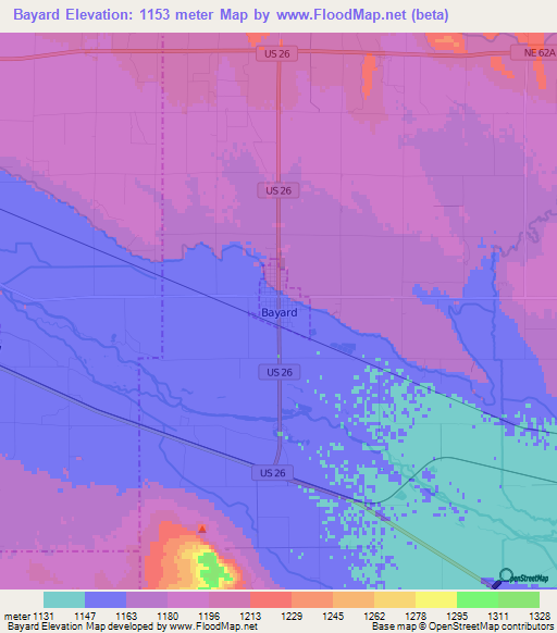 Bayard,US Elevation Map