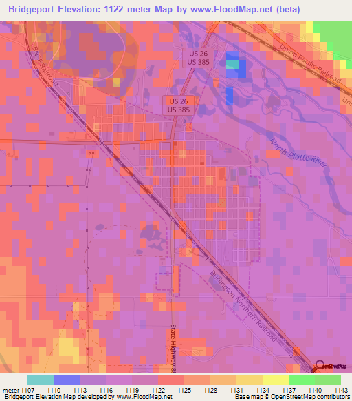 Bridgeport,US Elevation Map