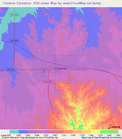 Chadron,US Elevation Map