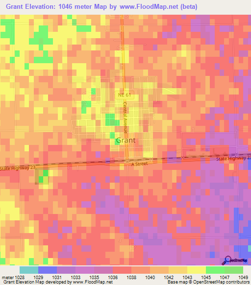 Grant,US Elevation Map