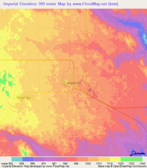 Imperial,US Elevation Map