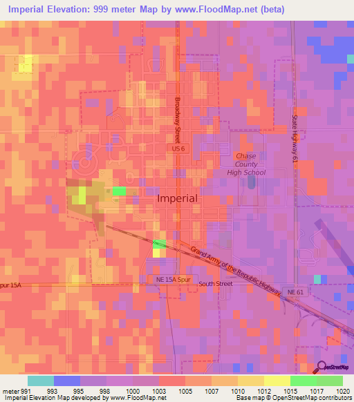 Imperial,US Elevation Map