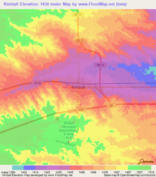 Kimball,US Elevation Map