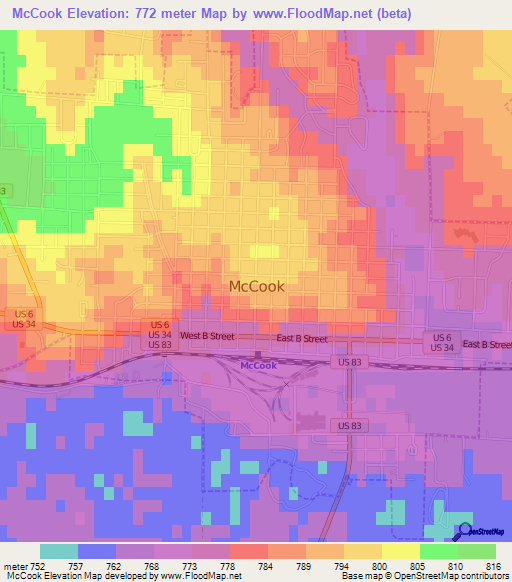 McCook,US Elevation Map