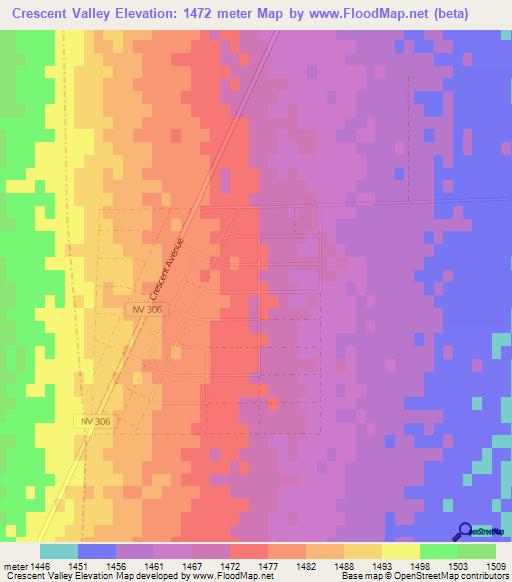 Crescent Valley,US Elevation Map