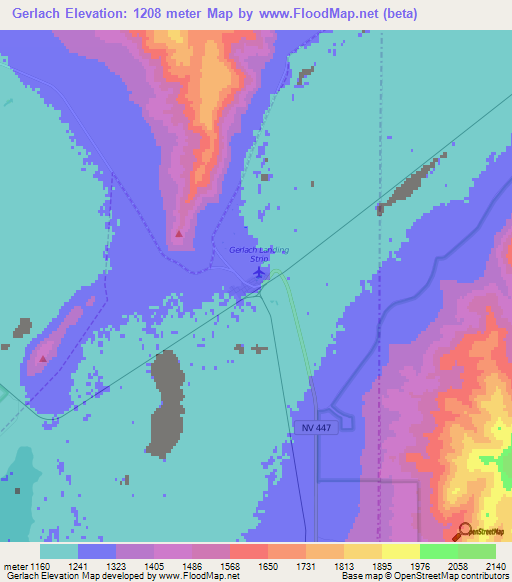 Gerlach,US Elevation Map