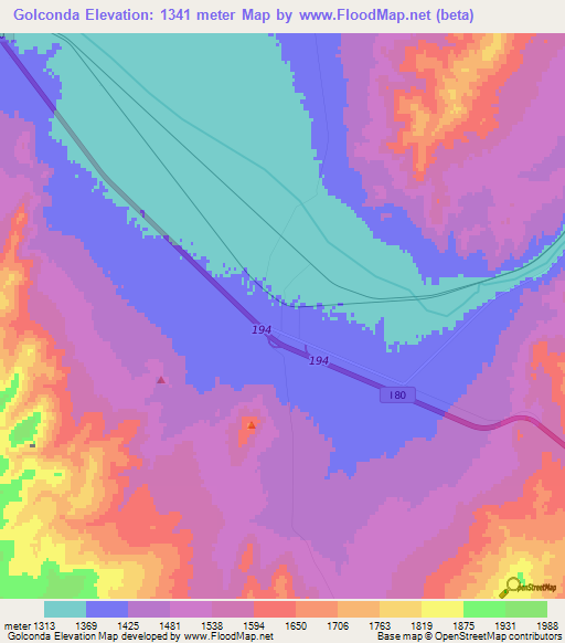 Golconda,US Elevation Map