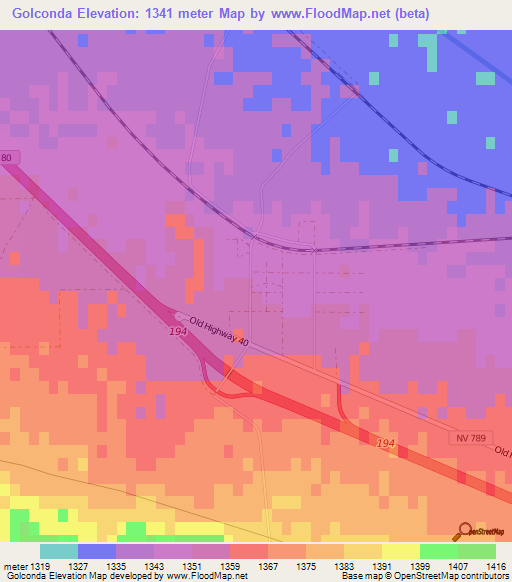 Golconda,US Elevation Map