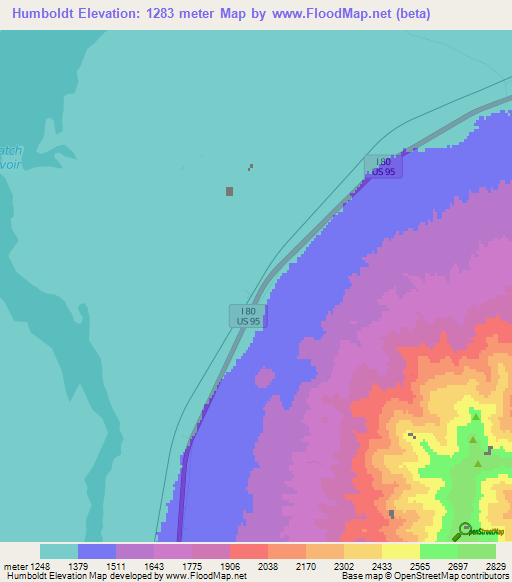 Humboldt,US Elevation Map