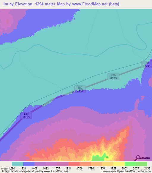 Imlay,US Elevation Map