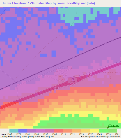 Imlay,US Elevation Map