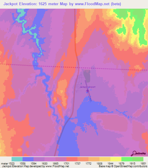 Jackpot,US Elevation Map