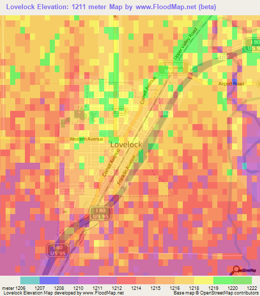 Lovelock,US Elevation Map