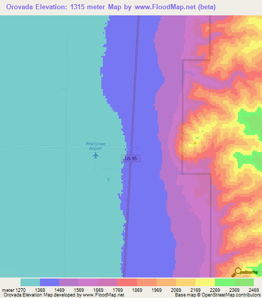 Orovada,US Elevation Map