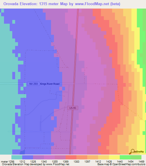 Orovada,US Elevation Map