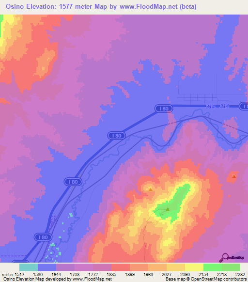 Osino,US Elevation Map