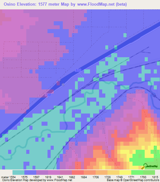 Osino,US Elevation Map