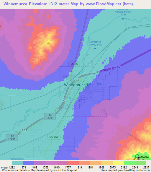 Winnemucca,US Elevation Map