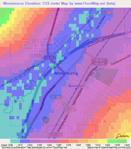 Winnemucca,US Elevation Map