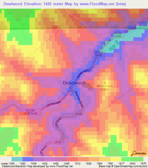 Deadwood,US Elevation Map