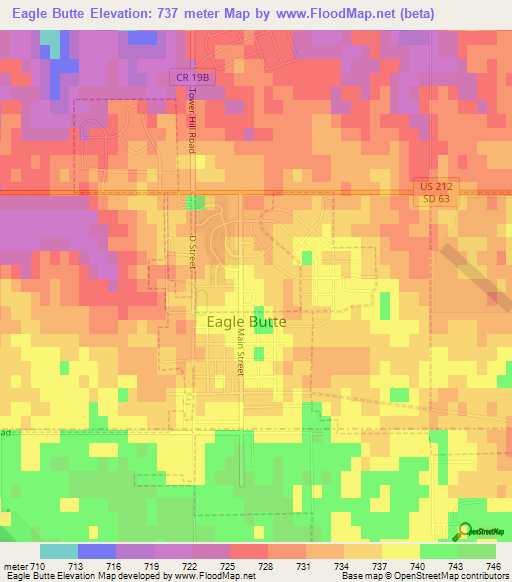 Eagle Butte,US Elevation Map