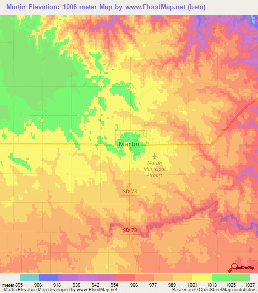 Martin,US Elevation Map