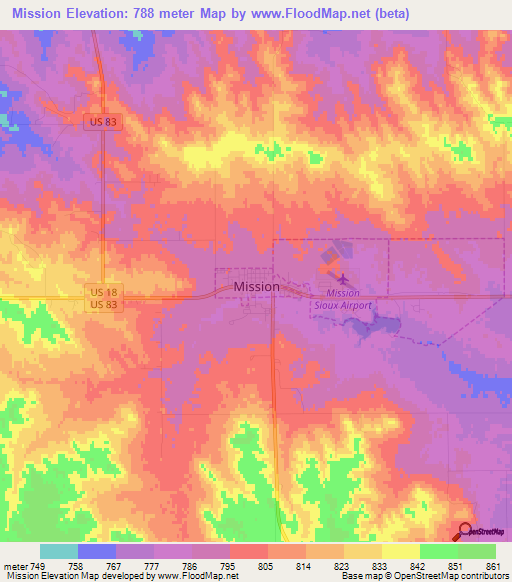 Mission,US Elevation Map