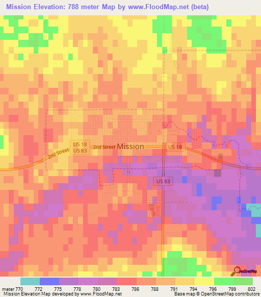 Mission,US Elevation Map