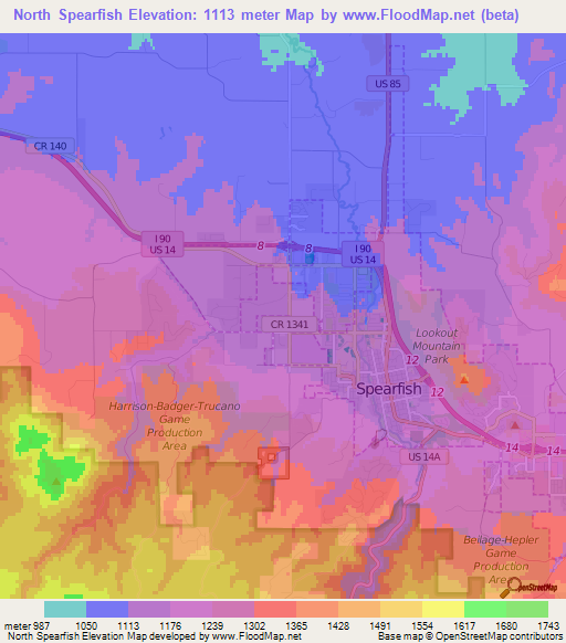 North Spearfish,US Elevation Map