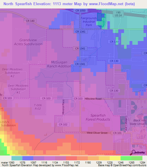 North Spearfish,US Elevation Map