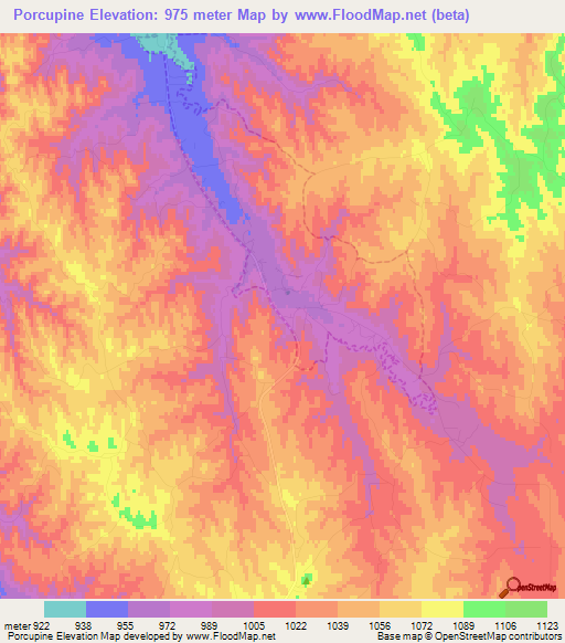 Porcupine,US Elevation Map