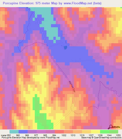 Porcupine,US Elevation Map