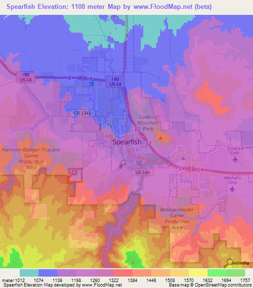 Spearfish,US Elevation Map