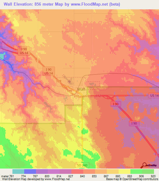 Wall,US Elevation Map