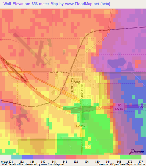 Wall,US Elevation Map