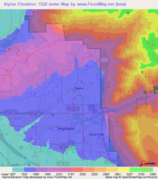 Alpine,US Elevation Map