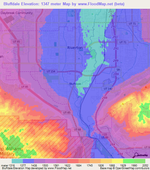 Bluffdale,US Elevation Map