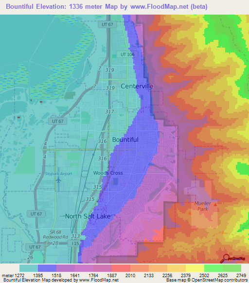 Bountiful,US Elevation Map