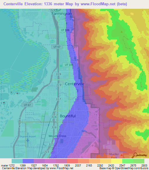 Centerville,US Elevation Map