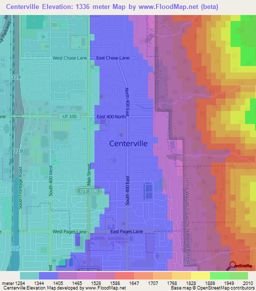 Centerville,US Elevation Map