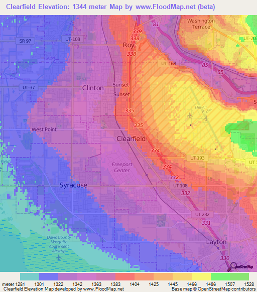 Clearfield,US Elevation Map