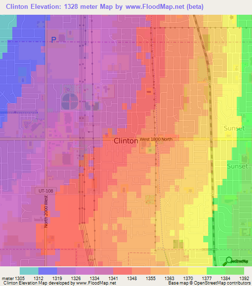 Clinton,US Elevation Map